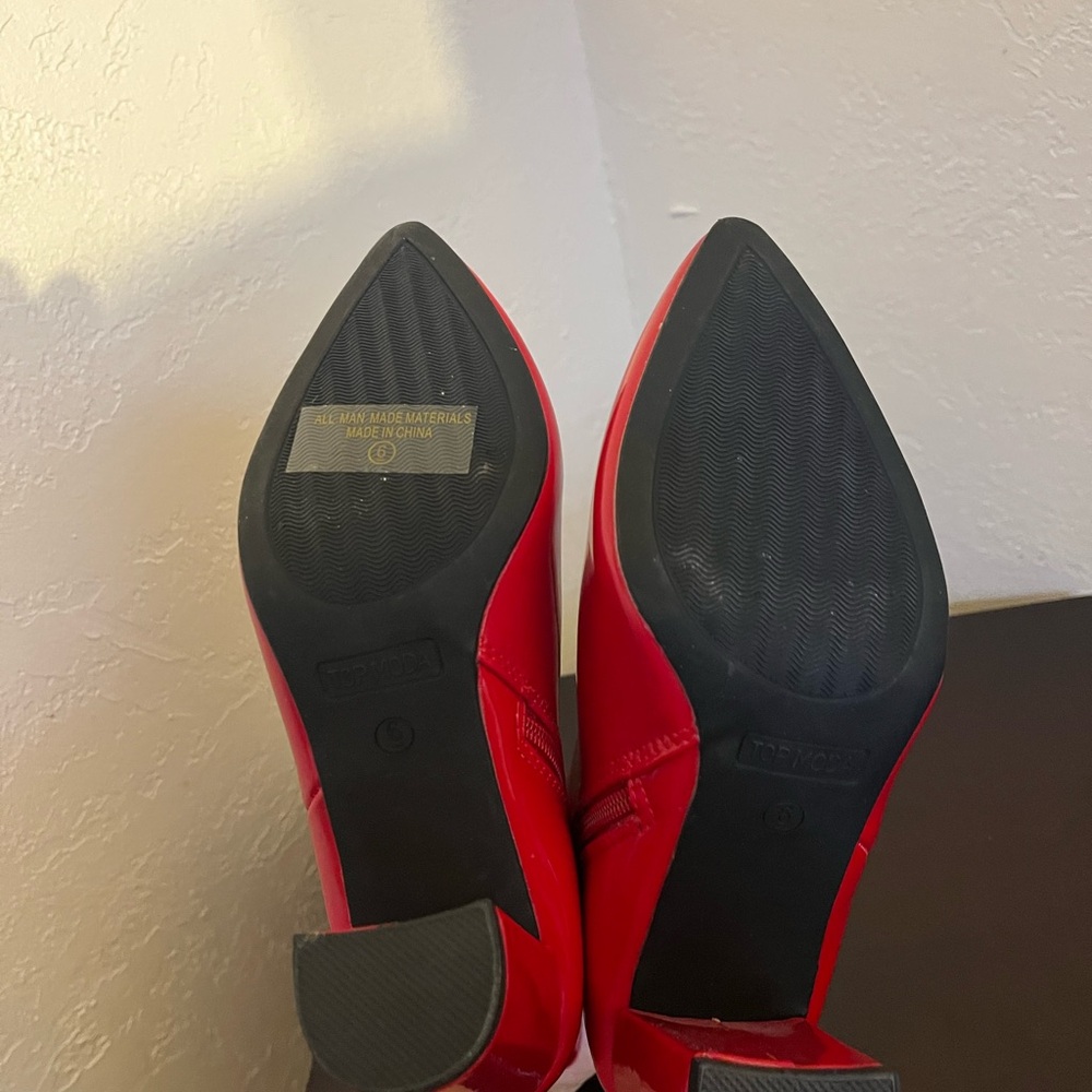 TOP Moda Red Heeled Boots - Picture 3 of 3